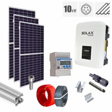 Sistem fotovoltaic 10 kW invertor Solax KIT-PV-10KW-T-SOLAX-TM_Z, on grid, trifazat, cu montaj, prindere pentru acoperis tigla metalica