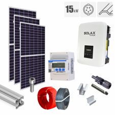 Sistem fotovoltaic 15 kW invertor Solax KIT-PV-15KW-T-SOLAX-TT_Z, on grid, trifazat, cu montaj, prindere pentru acoperis panouri sandwich, tabla trapezoidala