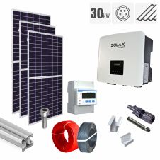 Sistem fotovoltaic 30 kW invertor Solax KIT-PV-30KW-T-SOLAX-TM_Z, on grid, trifazat, cu montaj, prindere pentru acoperis tigla metalica