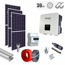 Sistem fotovoltaic 30 kW invertor Solax KIT-PV-30KW-T-SOLAX-TCO_Z, on grid, trifazat, cu montaj, prindere pentru acoperis tigla ceramica ondulata