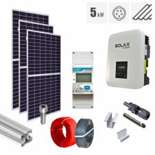 Sistem fotovoltaic 5 kW invertor Solax KIT-PV-5KW-T-SOLAX-TM_Z, on grid, trifazat, cu montaj, prindere pentru acoperis tigla metalica