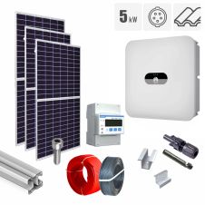 Sistem fotovoltaic 5 kW invertor Huawei KIT-PV-5KW-T-HUAWEI-TCO_Z, on grid, trifazat, cu montaj, prindere pentru acoperis tigla ceramica ondulata