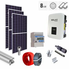 Sistem fotovoltaic 8 kW invertor Solax KIT-PV-8KW-T-SOLAX-TCO_Z, on grid, trifazat, cu montaj, prindere pentru acoperis tigla ceramica ondulata