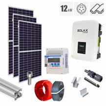 Sistem fotovoltaic 12 kW invertor Solax KIT-PV-12KW-T-SOLAX-TM_Z, on grid, trifazat, cu montaj, prindere pentru acoperis tigla metalica