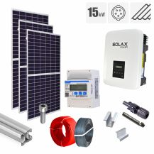 Sistem fotovoltaic 15 kW invertor Solax KIT-PV-15KW-T-SOLAX-TM_Z, on grid, trifazat, cu montaj, prindere pentru acoperis tigla metalica