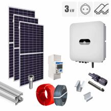 Sistem fotovoltaic hibrid 3 kW baterie 5 kWh invertor Huawei KIT-PV-3KW-TH-HUAWEI-TCO_Z, trifazat, cu montaj, prindere pentru acoperis tigla ceramica ondulata