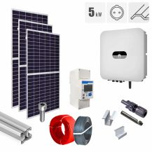 Sistem fotovoltaic hibrid 5 kW baterie 5 kWh invertor Huawei KIT-PV-5KW-MH-HUAWEI-TT_Z, monofazat, cu montaj, prindere pentru acoperis panouri sandwich, tabla trapezoidala