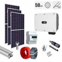 Sistem fotovoltaic 50 kW invertor Huawei KIT-PV-50KW-T-HUAWEI-TT_Z, on grid, trifazat, cu montaj, prindere pentru acoperis panouri sandwich, tabla trapezoidala